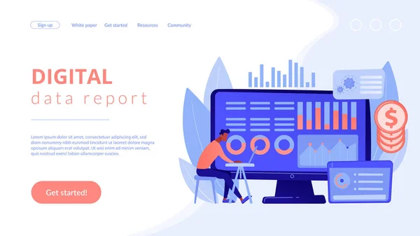 Concepto de gestión de datos financieros landing page . — Archivo Imágenes Vectoriales