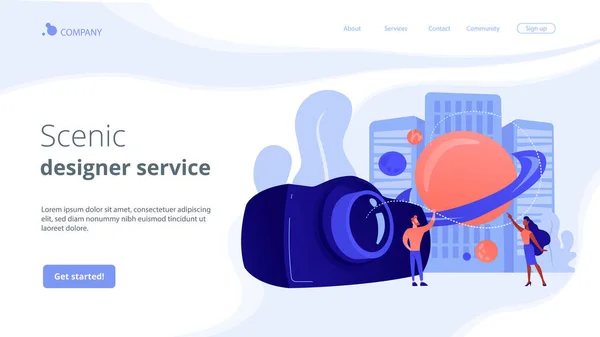 Concepção de vídeo landing page . — Vetor de Stock