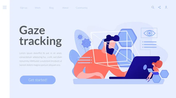 Tecnologia Eye tracking concept landing page. — Vettoriale Stock