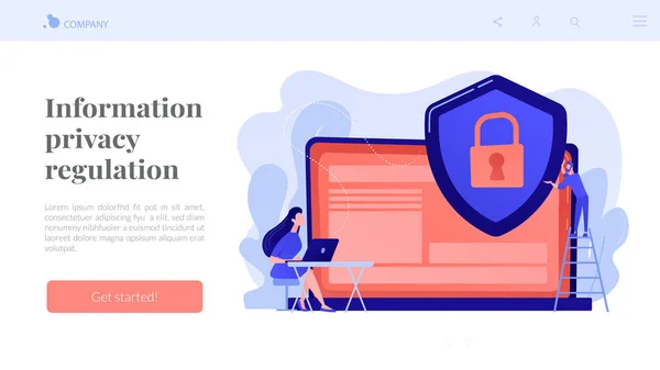 Gegevens privacy concept landing page. — Stockvector
