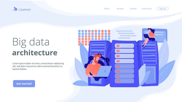 Big Data concept de stockage page de destination. — Image vectorielle