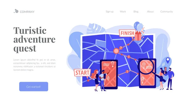 Page interactive de destination de concept de quête de ville — Image vectorielle