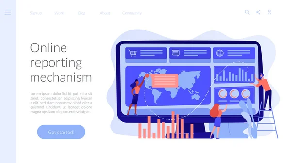 Tableau de bord concept de service page de destination. — Image vectorielle