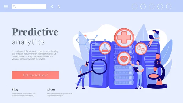 Big data healthcare concept landing page. — Stock Vector