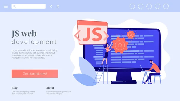 Concepto JavaScript landing page . — Archivo Imágenes Vectoriales