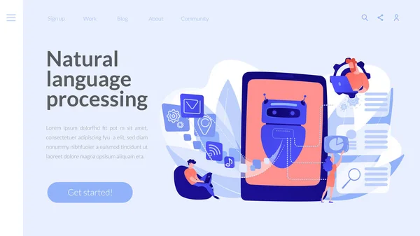 Natural language processing concept landing page. — Stock Vector