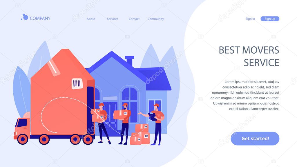 Moving house services concept landing page.