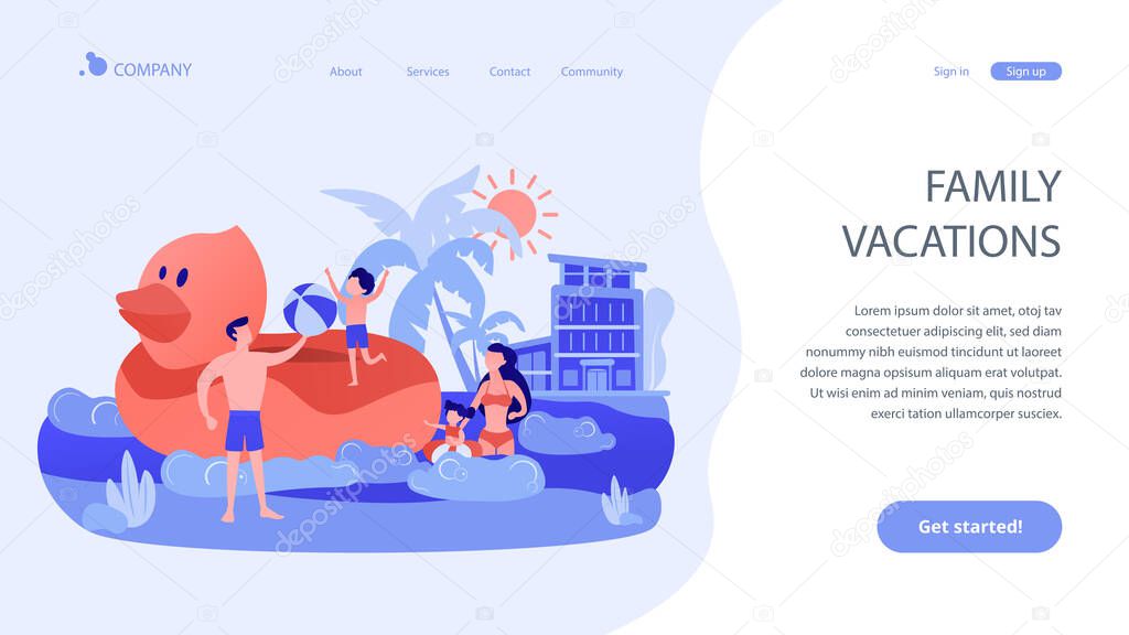 Family vacation concept landing page