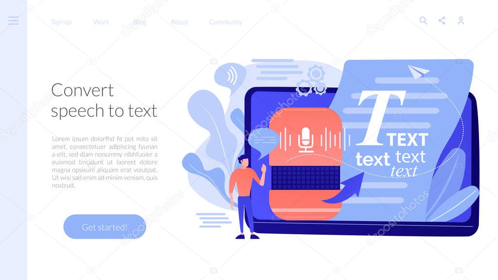 Speech to text concept landing page