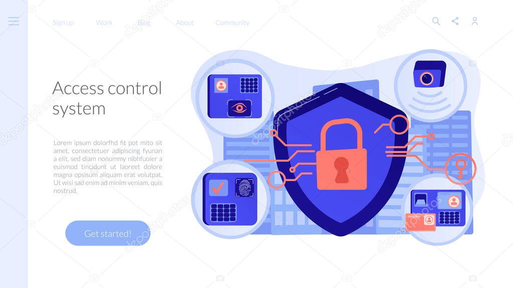 Access control system concept landing page