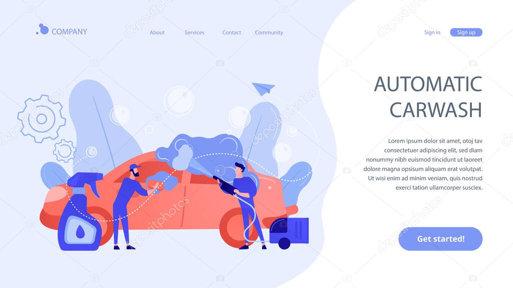 Car wash service concept landing page.