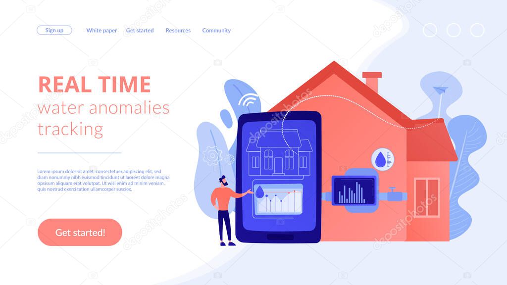 Water contamination detection system concept landing page