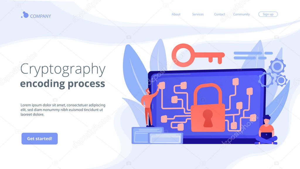 Cryptography and encryption concept landing page.