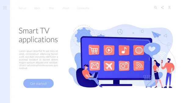 Strona docelowa koncepcji aplikacji Smart TV. — Wektor stockowy