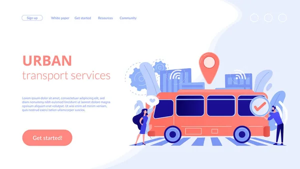 Conceito de transporte público autónomo landing page . — Vetor de Stock