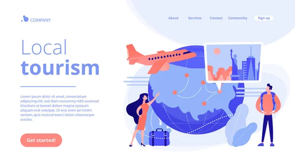 Binnenland reizen concept landing page. — Stockvector