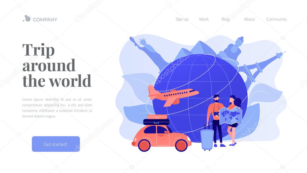 Global travelling concept landing page.