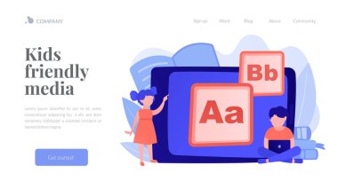 Çocuklar dijital içerik konsepti iniş sayfası.