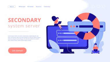 Yedekleme sunucusu konsepti iniş sayfası.