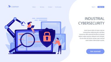 Industrial cybersecurity concept landing page. clipart