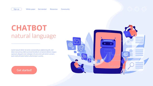 Natural language processing concept landing page. — Stock Vector