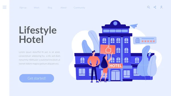 Lifestyle hotel conceito landing page . —  Vetores de Stock