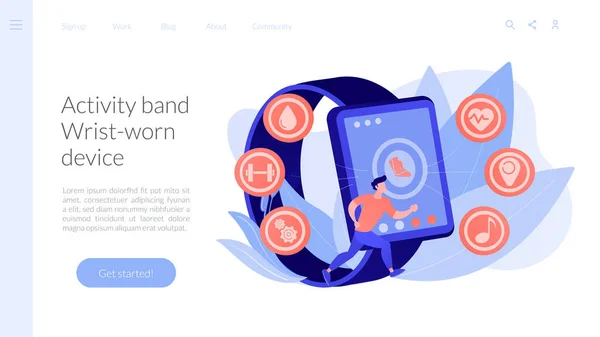 Fitness tracker conceito landing page . —  Vetores de Stock