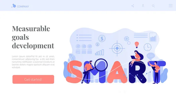 SMART Objetivos concepto landing page . — Archivo Imágenes Vectoriales