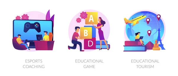 Gamified learning system vector concept metaphors. - Stok Vektor