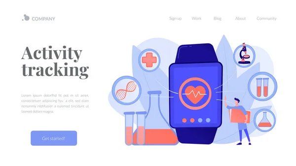 Smartwatch gezondheid tracker concept landing page. — Stockvector