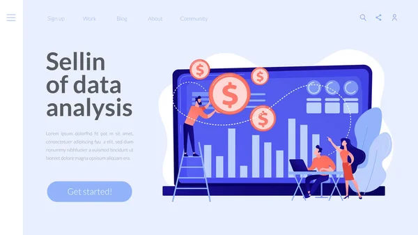 Data monetization concept landing page. — Stock Vector