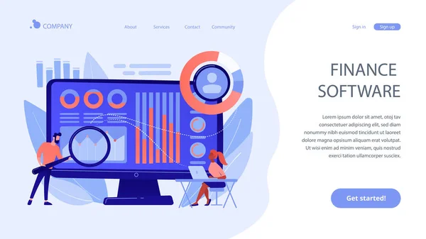 Концепція системи управління фінансами landing page . — стоковий вектор
