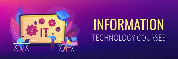 Cursos de tecnologia da informação conceito banner header —  Vetores de Stock