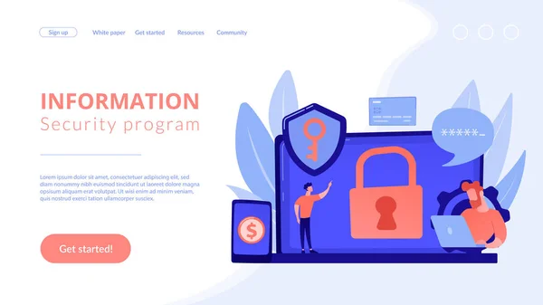 Cyber security software concept landing page. — Stockový vektor