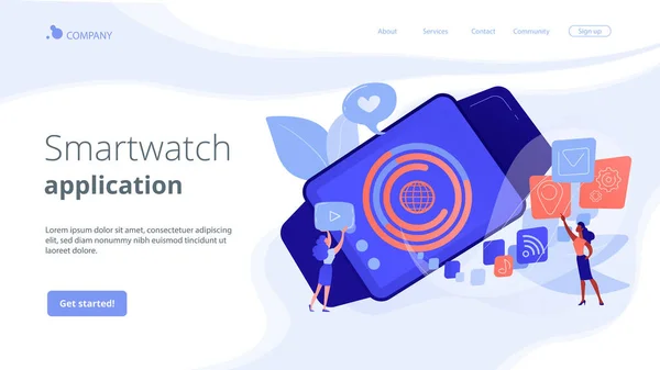 Smartwatch app concept landing page. — Stock Vector