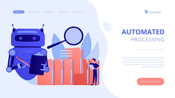 Robotic process automation Concept landing page. — 스톡 벡터