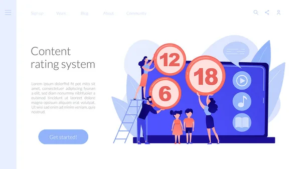 内容评级系统概念登陆页. — 图库矢量图片