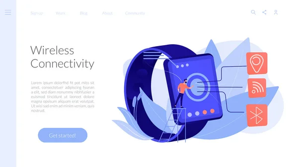 Trådlös anslutning koncept landningssida. — Stock vektor