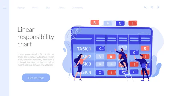 RACI матриця концепція посадки сторінки. — стоковий вектор