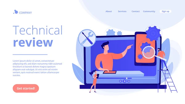 Technical review concept landing page — Stock Vector