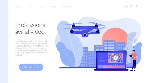 Aerial videography concept landing page Vector Graphics