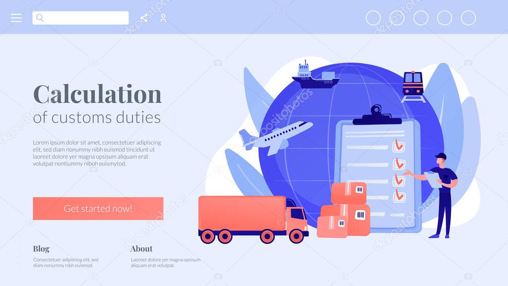 Customs clearance concept landing page