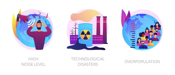 Problemas ambientais causados pelo factor humano, impacto negativo na metáfora do conceito de vector da natureza . —  Vetores de Stock