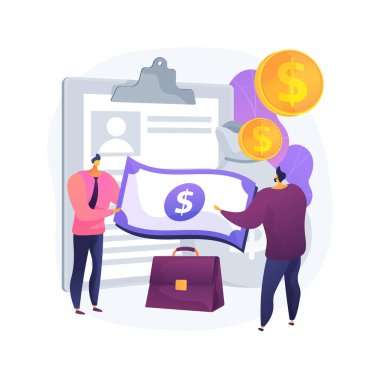 Soyut konsept vektör illüstrasyonunda borç vermek. Küçük tefeciler, özel bireysel krediler, kısa vadeli finansman, ticari ve endüstriyel banka kredisi, çalışma sermayesi soyut metaforu.