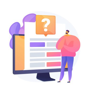 Çevrimiçi inceleme analizi. Elektronik veri toplama, dijital araştırma aracı, bilgisayarlı çalışma. Analizci geri bildirim sonuçlarını değerlendiriyor, bilgiyi analiz ediyor. Vektör izole kavram metaforu