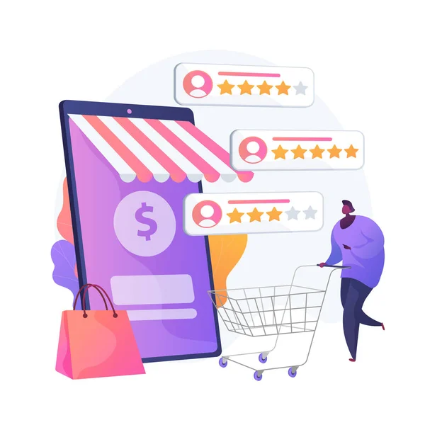 Nutzerbewertung Und Feedback Kundenbewertungen Cartoon Web Symbol Commerce Online Shopping — Stockvektor