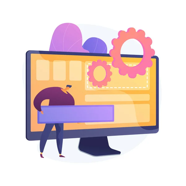Softwareentwicklung Programmierung Anwendungsoberfläche Modernisierung Der Computer App Optimierung Programmierung Zeichentrickfigur — Stockvektor