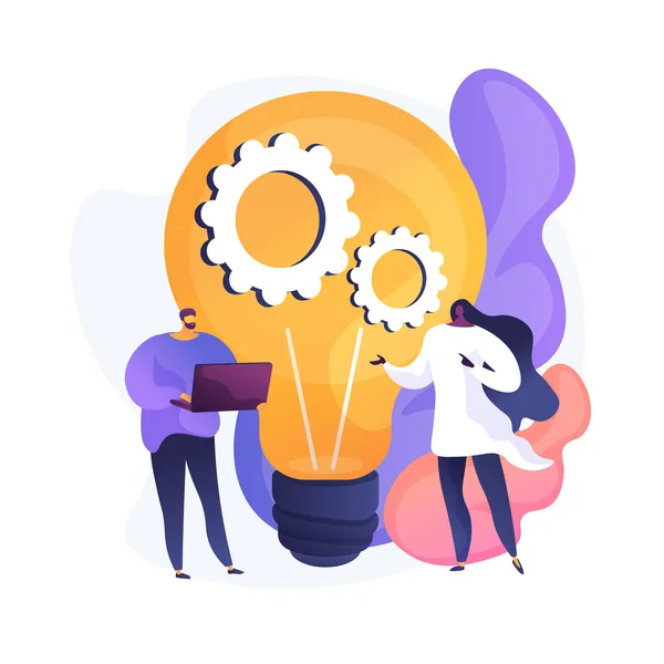 Implementação Novas Ideias Pensamento Criativo Soluções Inovadoras Projeto Startup Colegas — Vetor de Stock