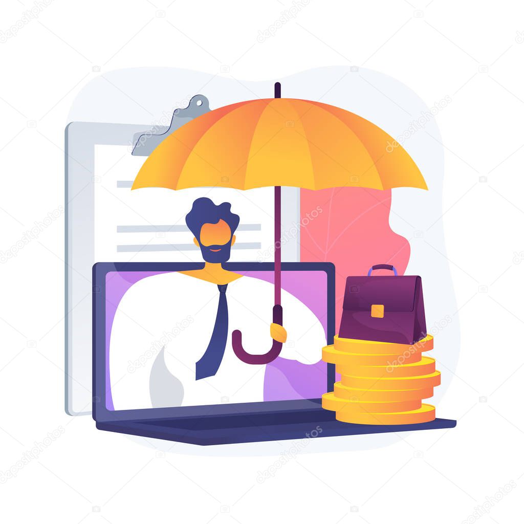 Employment insurance abstract concept vector illustration. Sickness benefits, income replacement, quarantined employee, submit application form, legal document, compensation abstract metaphor.