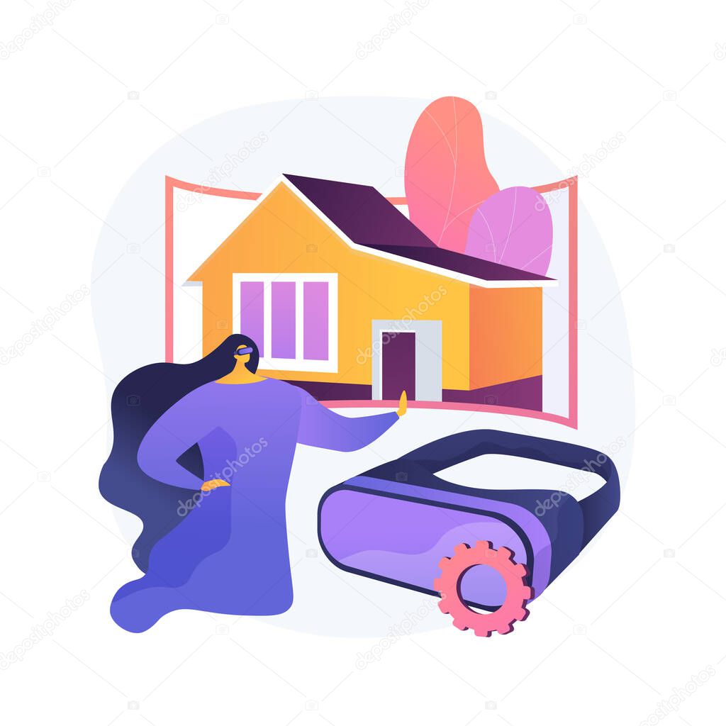 Real estate virtual tour abstract concept vector illustration. VR house tour, real estate agent, listing video walk-through, buying experience, home staging, potential buyer abstract metaphor.